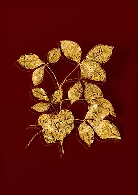 Gold Botanical on Red