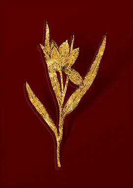 Gold Botanical on Red