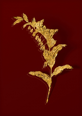 Gold Flora on Red