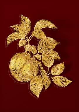 Gold Botanical on Red