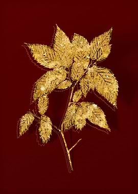 Gold Botanical on Red