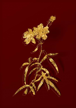 Gold Flora on Red