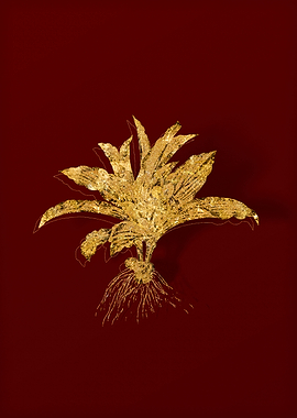 Gold Botanical on Red