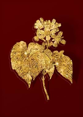 Gold Botanical on Red