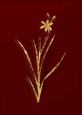 Gold Botanical on Red