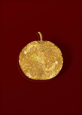 Gold Botanical on Red