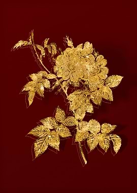 Gold Botanical on Red