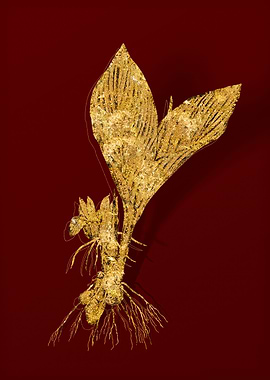 Gold Botanical on Red