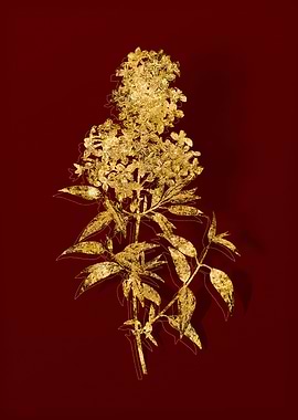 Gold Botanical on Red