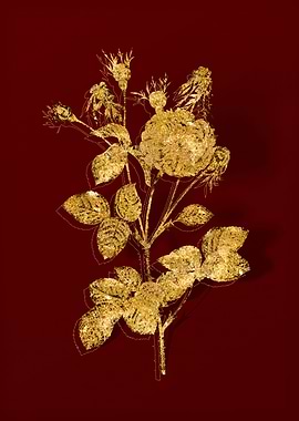 Gold Flower on Red