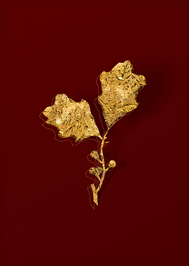 Gold Botanical on Red