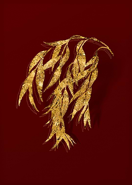 Gold Botanical on Red