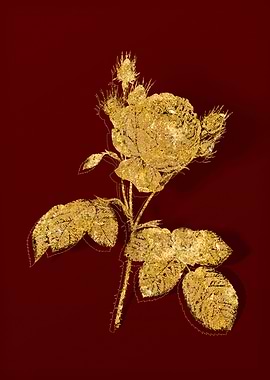 Gold Flora on Red