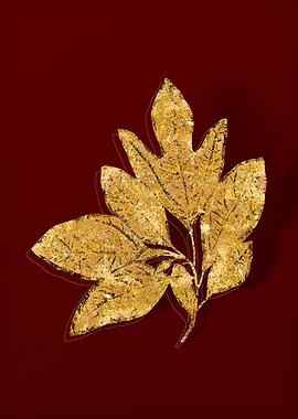 Gold Botanical on Red