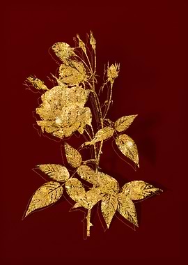 Gold Floral on Red