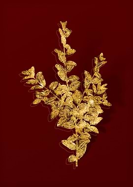 Gold Botanical on Red