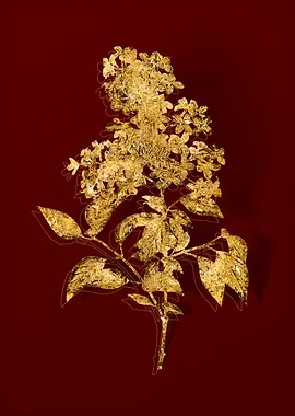 Gold Botanical on Red