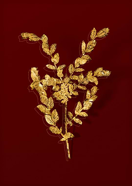 Gold Botanical on Red