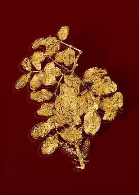 Gold Botanical on Red