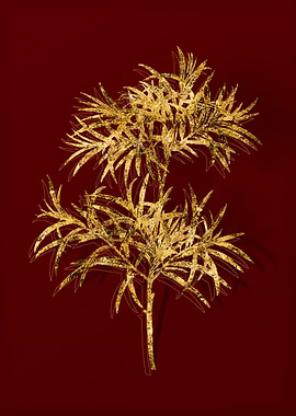 Gold Botanical on Red