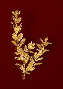 Gold Botanical on Red