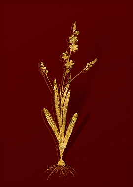 Gold Botanical on Red