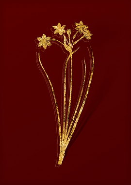Gold Botanical on Red