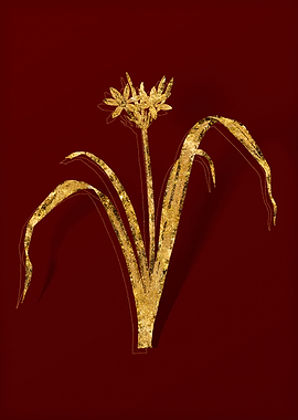 Gold Flora on Red