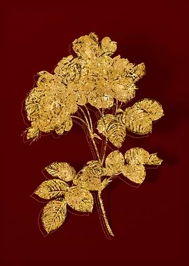 Gold Flora on Red