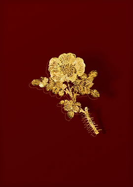 Gold Botanical on Red