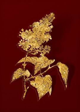 Gold Botanical on Red