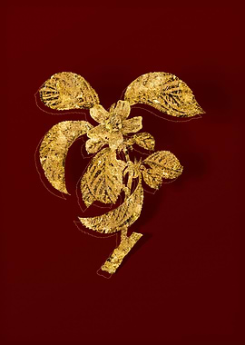 Gold Botanical on Red