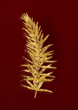 Gold Botanical on Red