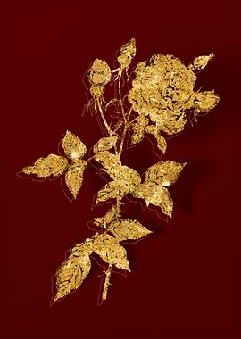 Gold Flower on Red