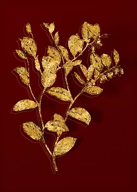 Gold Botanical on Red