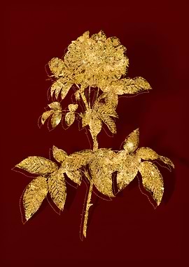Gold Botanical on Red