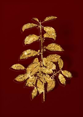 Gold Botanical on Red
