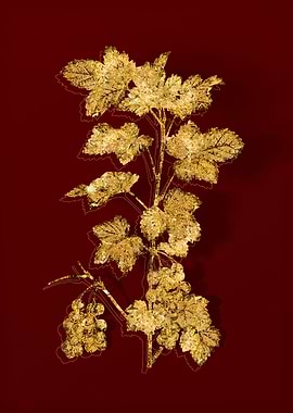 Gold Botanical on Red