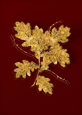 Gold Flora on Red