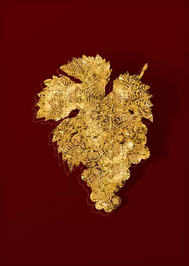 Gold Flora on Red