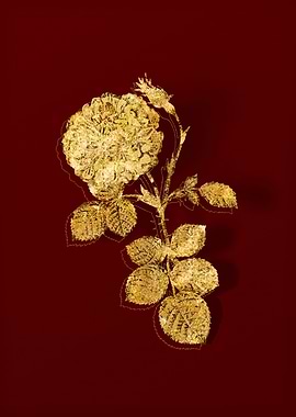 Gold Botanical on Red