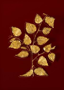 Gold Botanical on Red