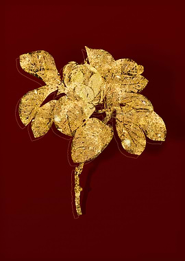 Gold Flora on Red