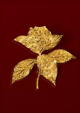 Gold Flora on Red