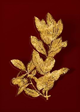 Gold Botanical on Red