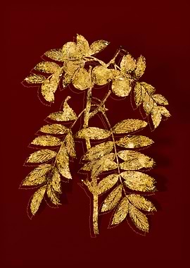 Gold Botanical on Red
