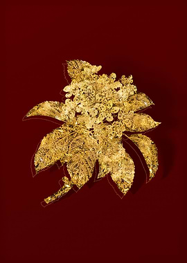 Gold Botanical on Red