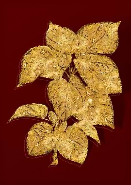 Gold Botanical on Red