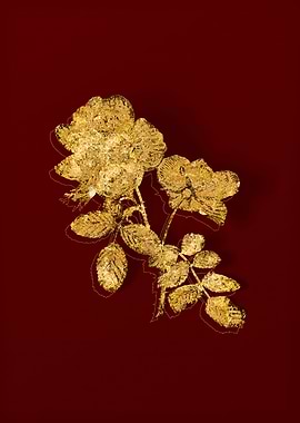 Gold Botanical on Red