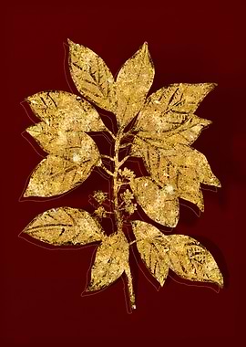 Gold Botanical on Red